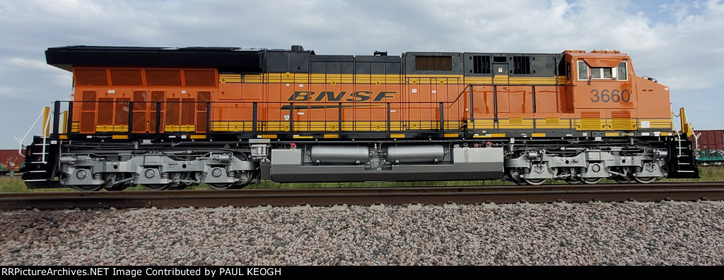 Zoomed in Shot of BNSF 3660 OnThe Wabtec/BNSF Interchange As She Waits to Be Picked and Taken to The BNSF Alliance Texas Yard. 